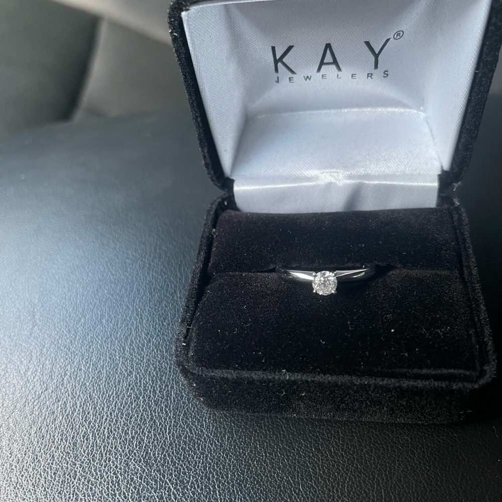 14k 1/3 carat white gold solitaire ring